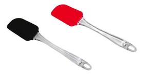 Kit 2 Espátula De Silicone Cabo Plástico Preto E Vermelho Kit 2 Espátula De Silicone Cabo Plástico Preto E Vermelho