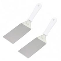 Kit 2 Espátula Inox Curva 3 Lanche Profissional Chapeiro