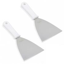 Kit 2 Espátula Inox Reta 5 Lanche Profissional Chapeiro