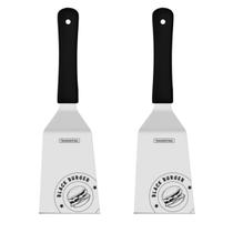 Kit 2 Espátula Para Chapa Hambúrguer Chapeiro Curva Inox Black Tramontina
