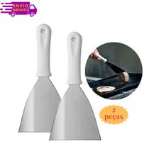 Kit 2 Espátula Reta 4" para Lanches Hamburguer Chapa Lanchonete Padaria