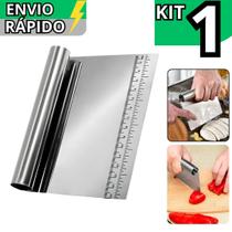 Kit 2 Espatula Reta Tubular Inox Corta e Raspa Massa Kit 2 Espatula Reta Tubular Inox Corta e Raspa Massa