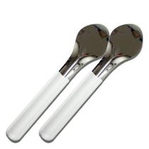 KIT 2 ESPÁTULAS Para Sorvete Italiano Açaí INOX 28 cm Cabo BRANCO