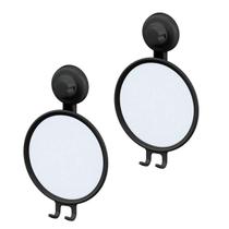 Kit 2 Espelho Anti Embaçante Com Ventosa Para Barbear Banheiro Prático Preto - Future