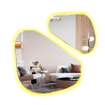 Kit 2 Espelho Chão Led 80cm 51cm Orgânico Lapidado Decoração