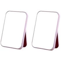 Kit 2 Espelho De Maquiagem Dobrável De Mesa Retangular Cores Cor:Roxo