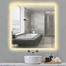 Kit 2 Espelho Quadrado Decorativo 50x50 Com Led