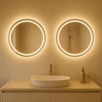 Kit 2 Espelho Redondo Jateado Com Led 60x60 Cm Lapidado Luxo Kit 2 Espelho Redondo Jateado Com Led 60x60 Cm Lapidado Luxo