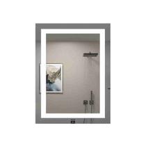 Kit 2 Espelhos Com Led Jateado Retangular 60x90 Cm Com Fonte