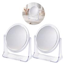 Kit 2 Espelhos de Mesa em Acrilico Giratório Dupla Face