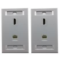 Kit 2 Espelhos de parede 1 saída Hdmi e 1 porta RJ45 Cat5
