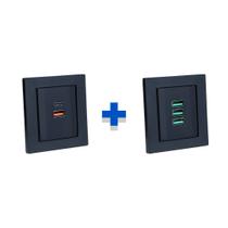 Kit 2 Espelhos de Tomadas Duplo Reto com 2usb 3.5A 3Usb 5.2A Kit 2 Espelhos de Tomadas Duplo Reto com 2usb 3.5A 3Usb 5.2A