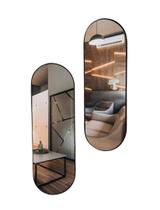 Kit 2 Espelhos Oval Com Borda em material ecológico + Suporte Decorativo Quarto Sala Banheiro