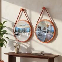 Kit 2 Espelhos Redondo Adnet Decorativo Suspenso Alça 40cm Suporte com Alça para Banheiros Salas Quartos Kit 2 Espelhos Redondo Adnet Decorativo Suspenso Alça 40cm Suporte com Alça para Banheiros Salas Quartos