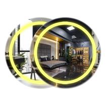Kit 2 Espelhos Redondos Com Led Jateado 90x90 Cm Luxo