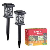 Kit 2 Espeto Luz Solar Balizador Para Jardim Branco Quente