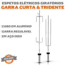 Kit 2 Espetos a Pilha Giratorio Garra Curta + Tridente Reguláveis