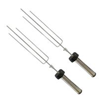Kit 2 Espetos A Pilha Giratório Inox Regulável 50cm A 65cm Kit 2 Espetos A Pilha Giratório Inox Regulável 50cm A 65cm