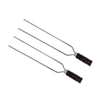 Kit 2 Espetos Duplo Para Churrasco 70Cm Cabo De Madeira