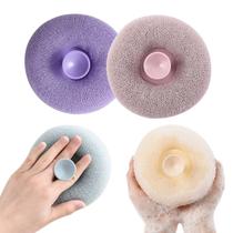 Kit 2 Esponja Bucha De Banho Esfoliante Redonda Suporte Dedos Ventosa