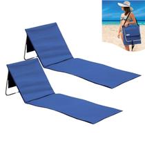 Kit 2 Espreguiçadeira Dobrável De Praia Piscina Com Alça Bolso 160x55cm - Tobee
