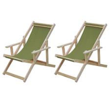 Kit 2 Espreguiçadeira Preguiçosa Dobrável Madeira Maciça Com Braço Natural Com Tecido Cor Verde Kit 2 Espreguiçadeira Preguiçosa Dobrável Madeira Maciça Com Braço Natural Com Tecido Cor Verde