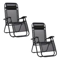 Kit 2 Espreguiçadeiras Cadeira Reclinável Dobrável Gravidade Zero Preta Garden Life Kit 2 Espreguiçadeiras Cadeira Reclinável Dobrável Gravidade Zero Preta Garden Life