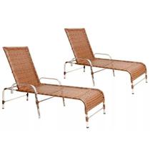 Kit 2 Espreguiçadeiras Catar em Alumínio Para Piscina Jardim Trama Original