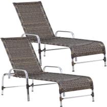 Kit 2 Espreguiçadeiras Catar em Alumínio Para Piscina Jardim Trama Original