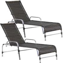 Kit 2 Espreguiçadeiras Catar em Alumínio Para Piscina Jardim Trama Original