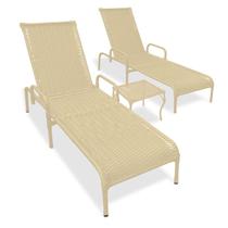 Kit 2 Espreguiçadeiras Catar + Mesa para Jardim e Piscina - Fendi - MRD Decora