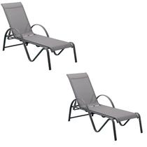 Kit 2 Espreguiçadeiras Chaise Outdoor Búzios Amêndoa Tela Bege e Grafite Tela Grafite - Rivatti Kit 2 Espreguiçadeiras Chaise Outdoor Búzios Amêndoa Tela Bege e Grafite Tela Grafite - Rivatti