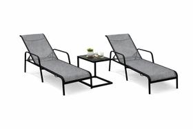 Kit 2 Espreguiçadeiras Com Mesa Apoio Aluminio Tela Piscina Kit 2 Espreguiçadeiras Com Mesa Apoio Aluminio Tela Piscina