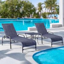 Kit 2 Espreguiçadeiras Corda Náutica e Mesa Garden em Alumínio para Piscina Edícula Catar