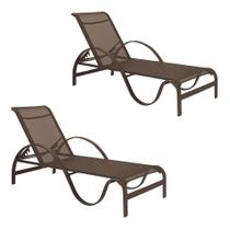 Kit 2 Espreguiçadeiras De Piscina em Alumínio e Tela Sling Modelo Ondulada