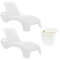 Kit 2 Espreguiçadeiras Dubai Premium Rattan + Mesa Baú Capri