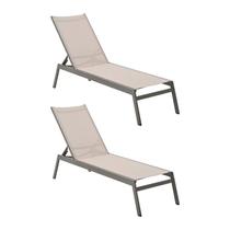 Kit 2 Espreguiçadeiras Itaguá Amêndoa Tela Bege