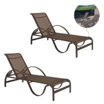 Kit 2 Espreguiçadeiras Maré Ondulada Alumínio com Tela Sling
