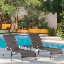 Kit 2 Espreguiçadeiras Mesa em Alumínio Piscina Jardim e Área Catar