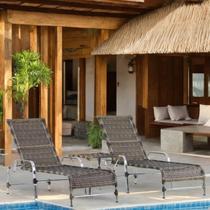Kit 2 Espreguiçadeiras Mesa em Alumínio Piscina Jardim e Área Catar