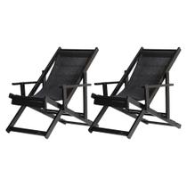 Kit 2 Espreguiçadeiras Preguiçosa Dobrável Envernizada Madeira Maciça Preta Tecido Cor Preto Kit 2 Espreguiçadeiras Preguiçosa Dobrável Envernizada Madeira Maciça Preta Tecido Cor Preto