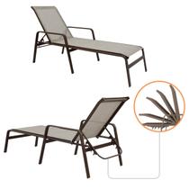 Kit 2 Espreguiçadeiras Sevilha Tela Sling Alumínio Para Piscina Praia Jardim Reforçada