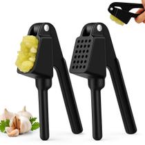 Kit 2 Espremedores De Alho Yab Alumínio Preto Premium Triturador Amassador Resistente Para Cozinha
