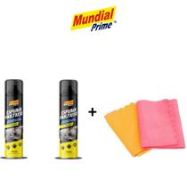 Kit 2 Espuma Multiuso Limpa Estofado e 2 Panos Microfibras de Uso Geral Sortidos