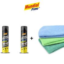Kit 2 Espuma Multiuso Limpa Estofado e 3 Panos Microfibras de Uso Geral Sortidos
