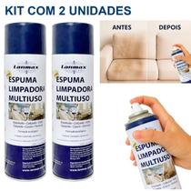Kit 2 Espumas de Limpeza 550ml Limpa Tudo Estofados Calçados Sofá Vidros Limpa sem Esforço Lanmax
