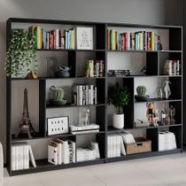 Kit 2 Estante para Livros 180CMX240CM 4 Prateleiras Seattle Yescasa Preto Kit 2 Estante para Livros 180CMX240CM 4 Prateleiras Seattle Yescasa Preto