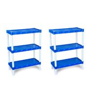 Kit 2 Estante Plástica Azul Com 3 Prateleiras Agraplast
