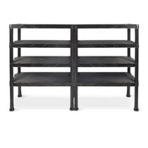 Kit 2 Estante Preta de Plástico Modular 4 Prateleiras Multiuso Kit 2 Estante Preta de Plástico Modular 4 Prateleiras Multiuso