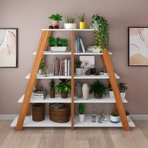 Kit 2 Estantes Escada Multiuso para Livros 5 Prateleiras 134cmx164cm Kit 2 Estantes Escada Multiuso para Livros 5 Prateleiras 134cmx164cm